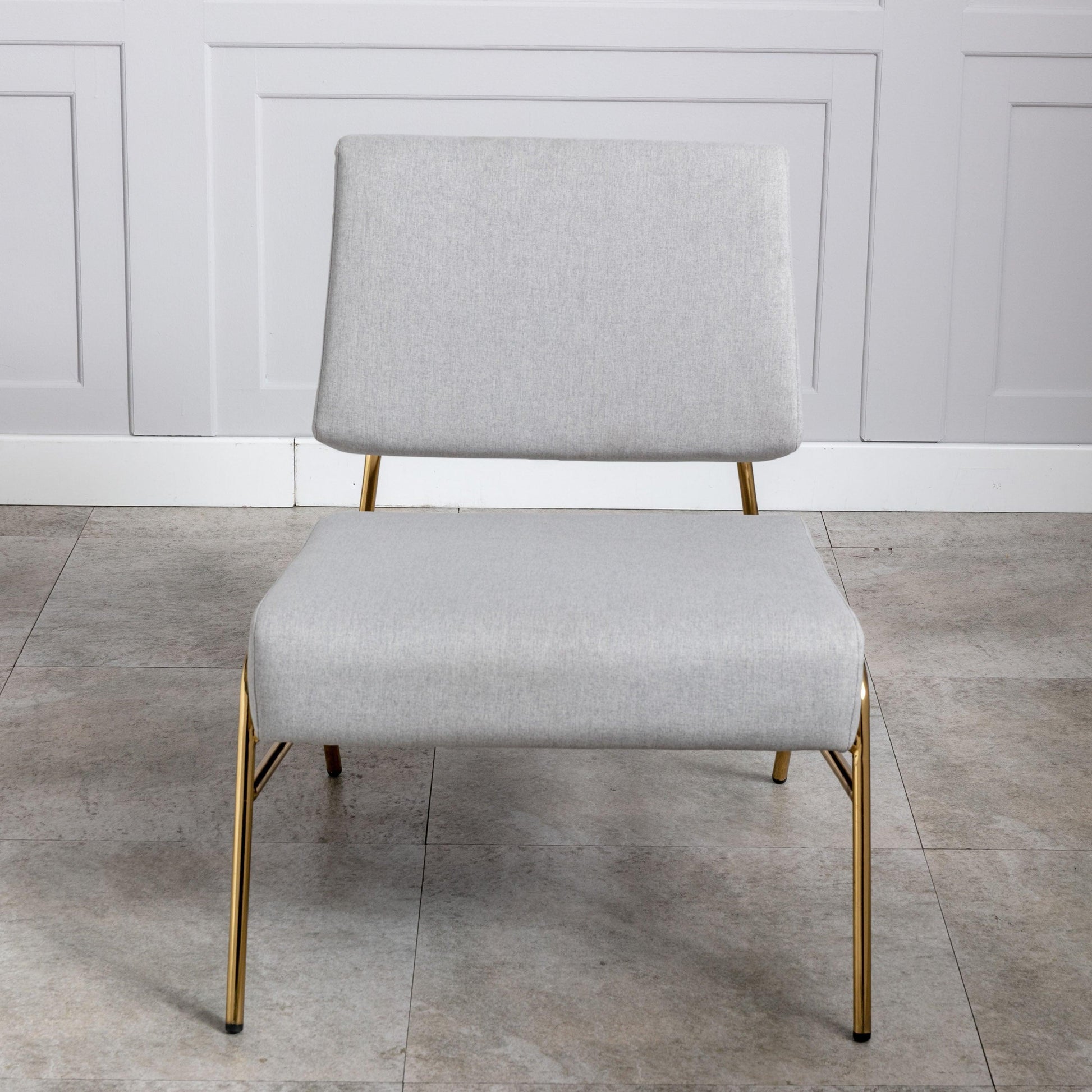 Wire Metal Frame Slipper Chair, Armless Accent Chair Grey Linen PP286825AAG FredCo