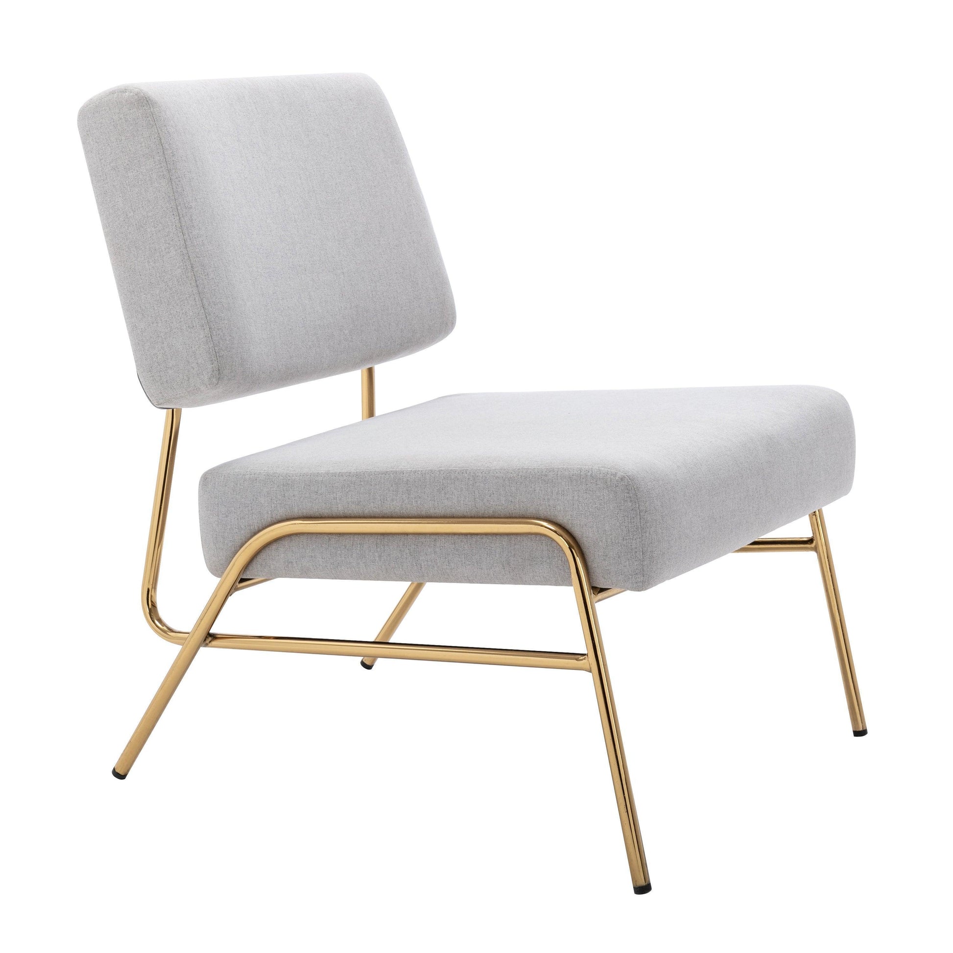 Wire Metal Frame Slipper Chair, Armless Accent Chair Grey Linen PP286825AAG FredCo