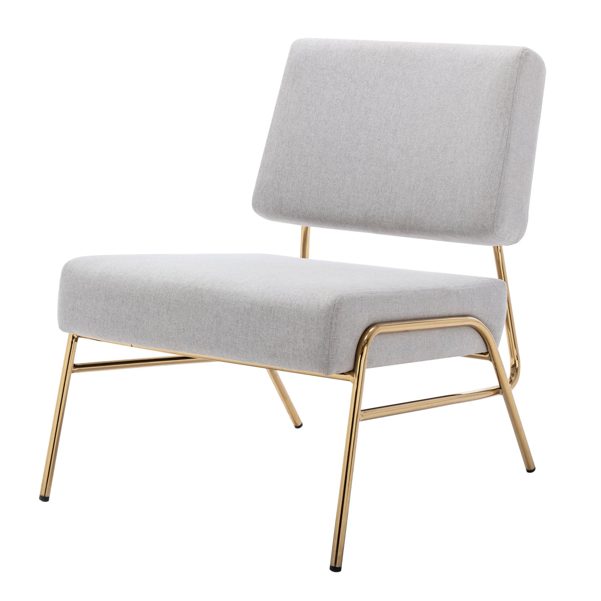 Wire Metal Frame Slipper Chair, Armless Accent Chair Grey Linen PP286825AAG FredCo