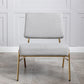 Wire Metal Frame Slipper Chair, Armless Accent Chair Grey Linen PP286825AAG FredCo