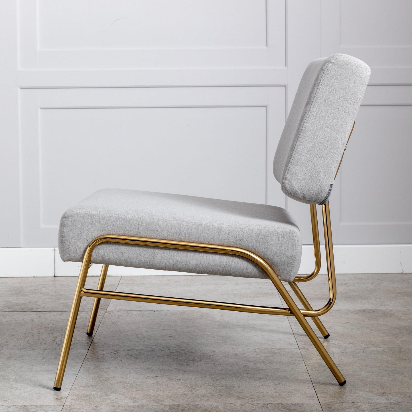 Wire Metal Frame Slipper Chair, Armless Accent Chair Grey Linen PP286825AAG FredCo