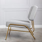 Wire Metal Frame Slipper Chair, Armless Accent Chair Grey Linen PP286825AAG FredCo
