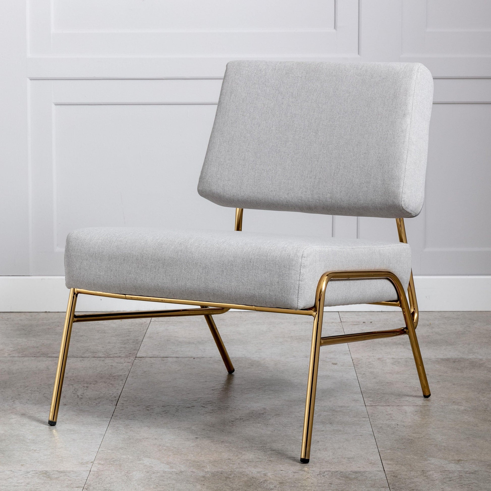 Wire Metal Frame Slipper Chair, Armless Accent Chair Grey Linen PP286825AAG FredCo