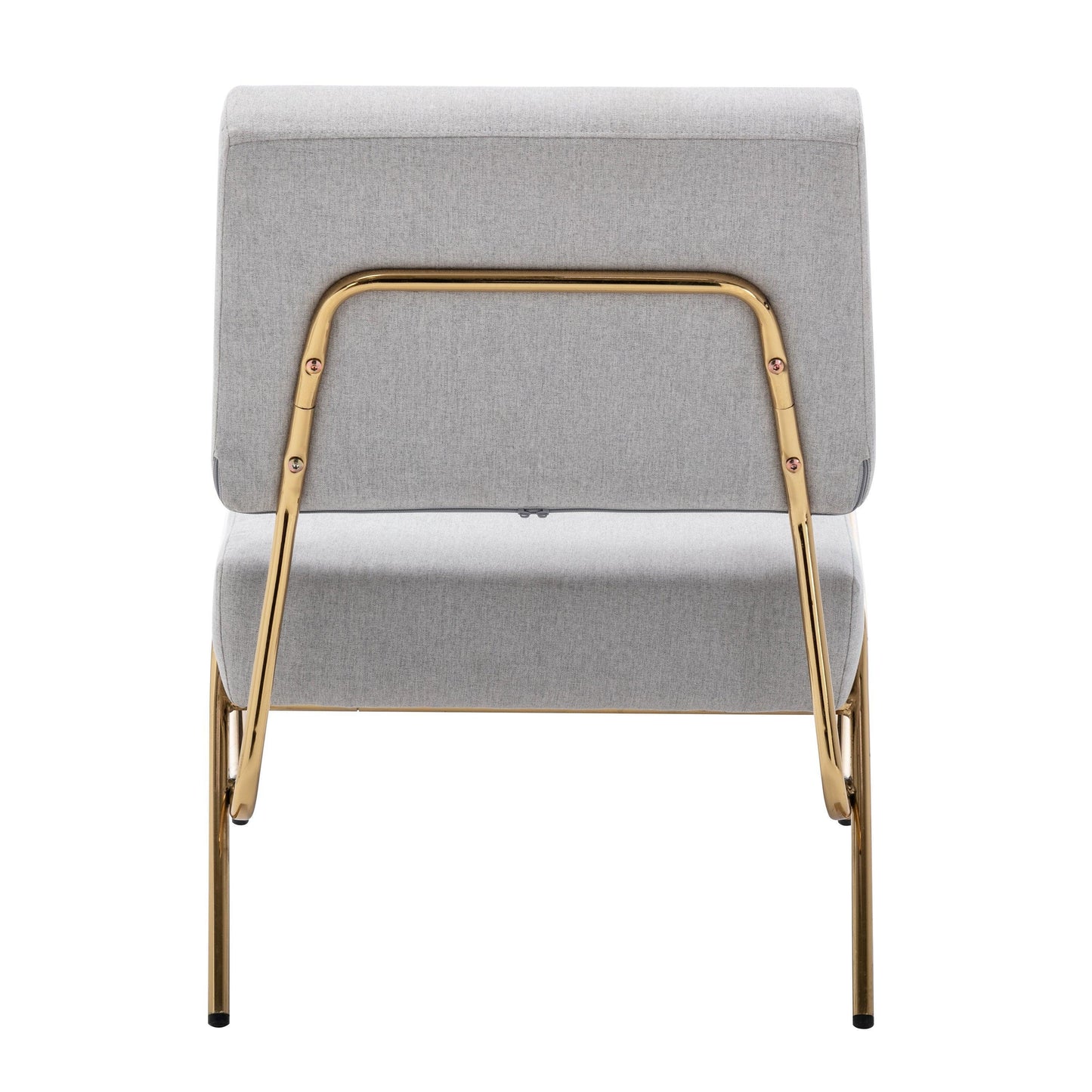 Wire Metal Frame Slipper Chair, Armless Accent Chair Grey Linen PP286825AAG FredCo