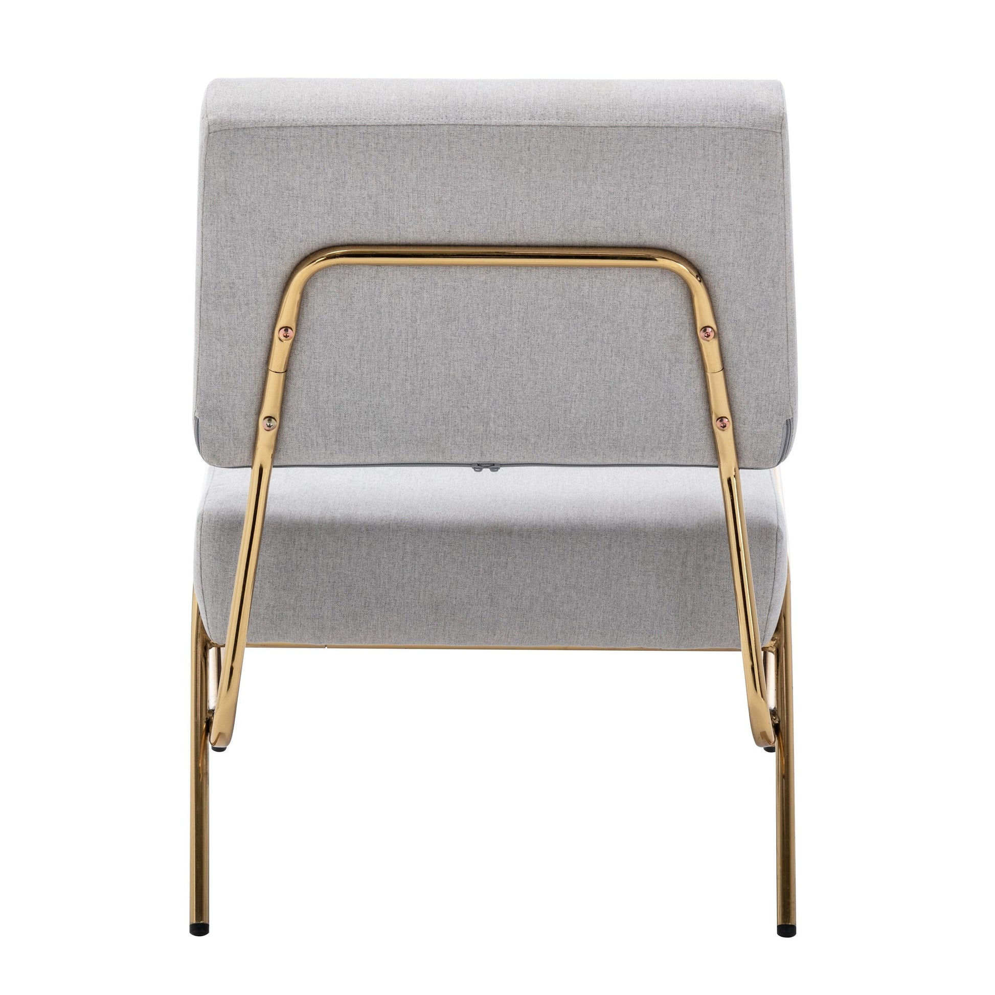 Wire Metal Frame Slipper Chair, Armless Accent Chair Grey Linen PP286825AAG FredCo