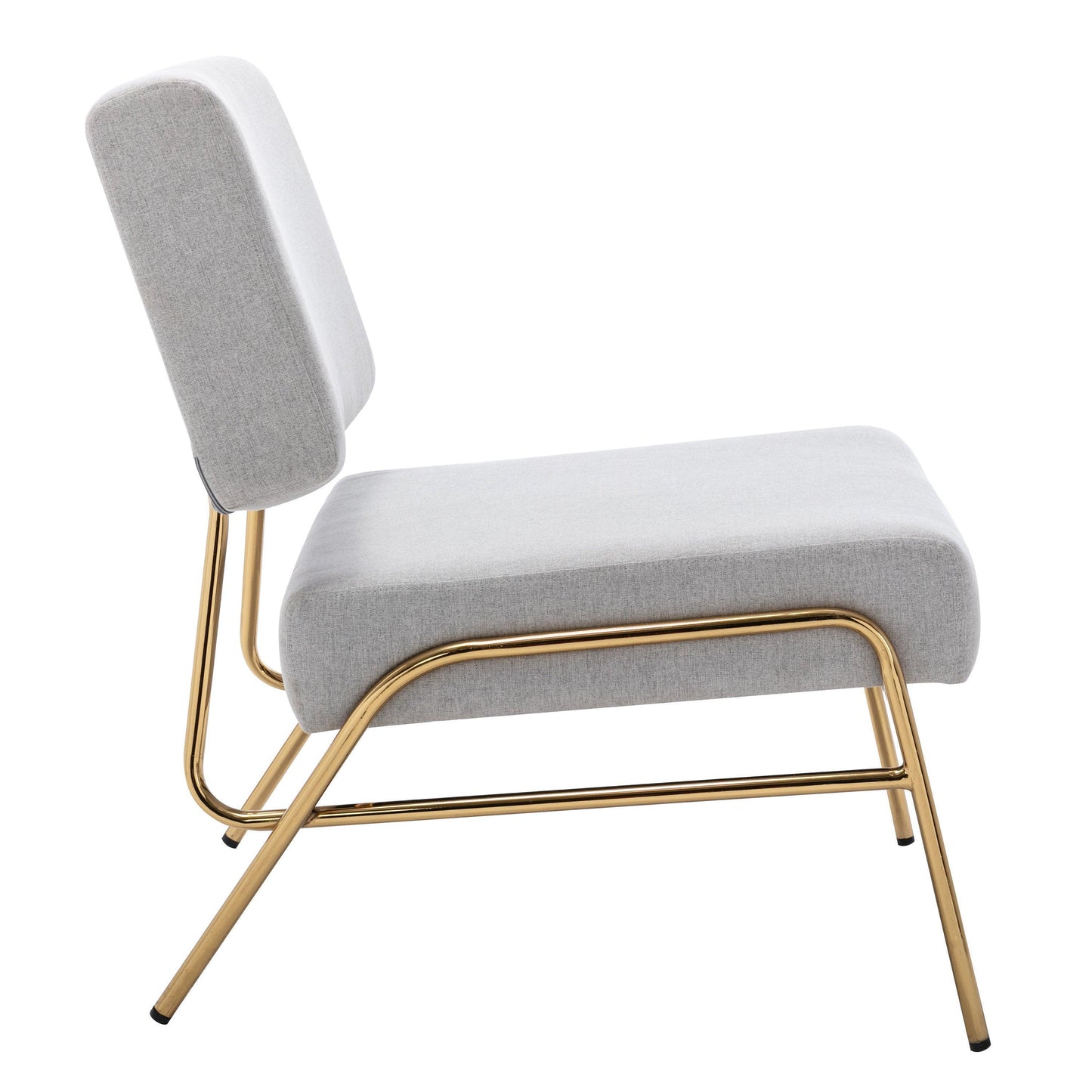 Wire Metal Frame Slipper Chair, Armless Accent Chair Grey Linen PP286825AAG FredCo