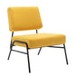 Wire Metal Frame Slipper Chair, Armless Accent Chair Lounge Chair Yellow Linen FredCo