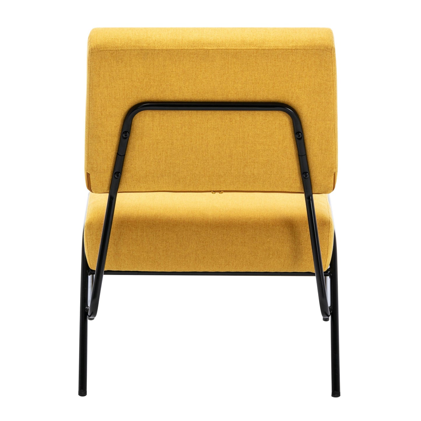 Wire Metal Frame Slipper Chair, Armless Accent Chair Lounge Chair Yellow Linen FredCo