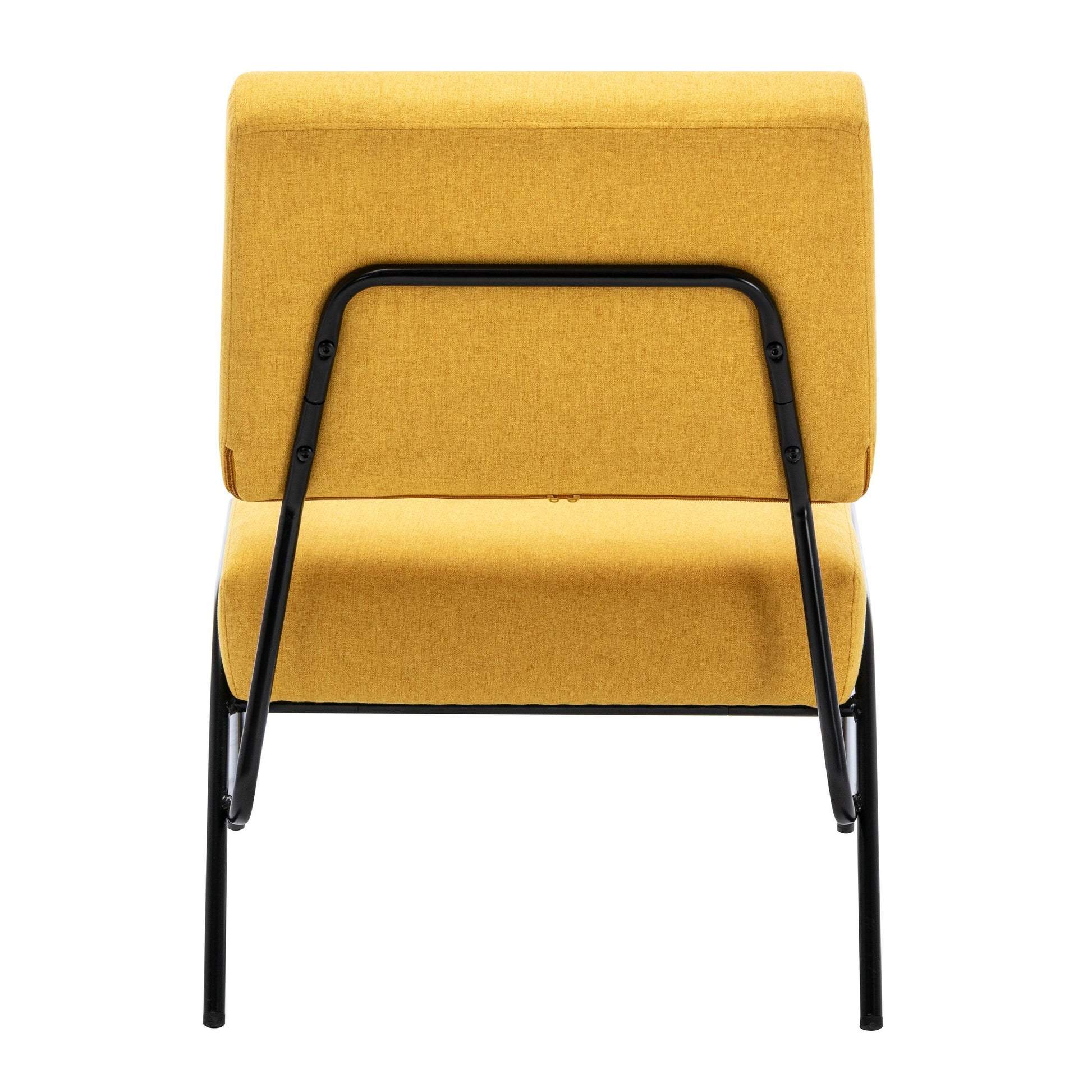 Wire Metal Frame Slipper Chair, Armless Accent Chair Lounge Chair Yellow Linen FredCo