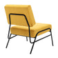 Wire Metal Frame Slipper Chair, Armless Accent Chair Lounge Chair Yellow Linen FredCo