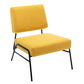 Wire Metal Frame Slipper Chair, Armless Accent Chair Lounge Chair Yellow Linen FredCo