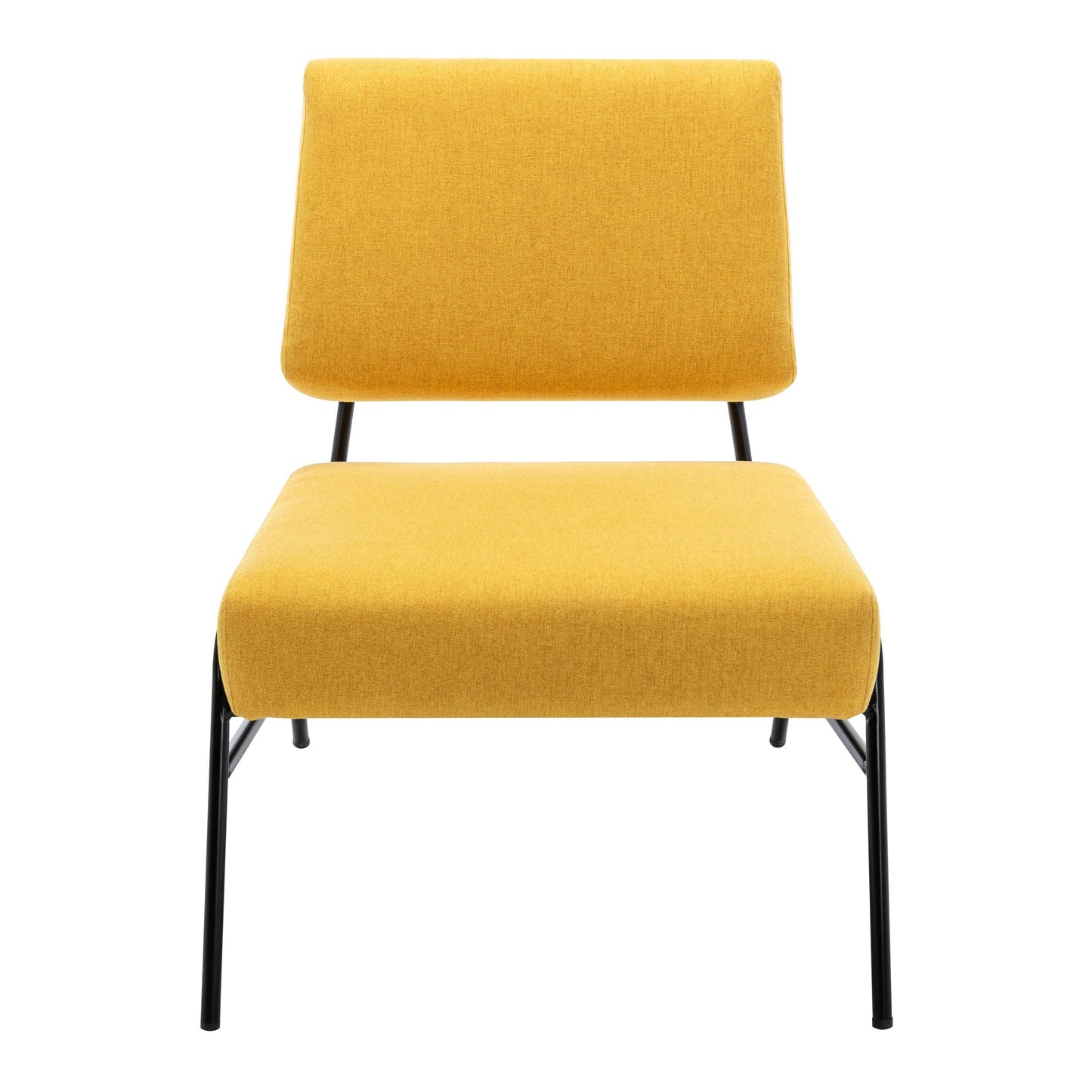 Wire Metal Frame Slipper Chair, Armless Accent Chair Lounge Chair Yellow Linen FredCo