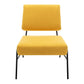 Wire Metal Frame Slipper Chair, Armless Accent Chair Lounge Chair Yellow Linen FredCo