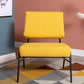Wire Metal Frame Slipper Chair, Armless Accent Chair Lounge Chair Yellow Linen FredCo