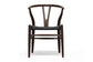 Wishbone Chair - Brown Wood Y Chair with Black Seat (Set of 2) FredCo