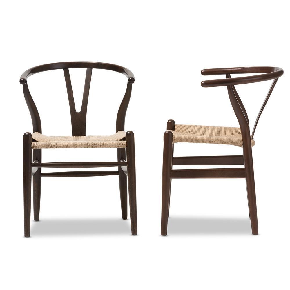 Wishbone Chair - Dark Brown Wood Y Chair (Set of 2) FredCo