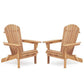 Wood Lounge Patio Chair Outdoor Wooden Folding Adirondack Chair Set of 2 Solid Cedar FredCo