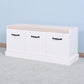 Wooden Entryway Shoe Cabinet Living Room Storage Bench with White Cushion FredCo