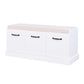 Wooden Entryway Shoe Cabinet Living Room Storage Bench with White Cushion FredCo