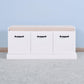 Wooden Entryway Shoe Cabinet Living Room Storage Bench with White Cushion FredCo