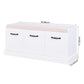 Wooden Entryway Shoe Cabinet Living Room Storage Bench with White Cushion FredCo