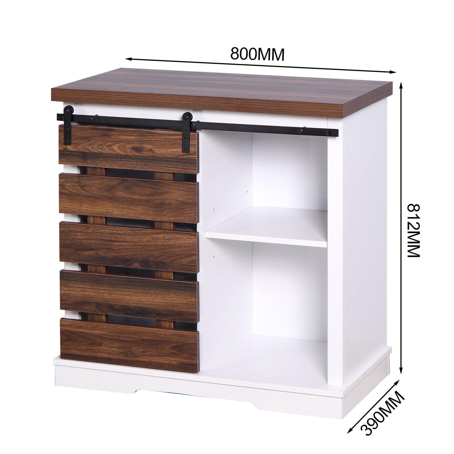 Wooden White Storage Cabinet with Barn Door 31.5 x 15.35 x 32 inch FredCo