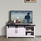Wooden White Storage TV cabinet with 2 Barn doors 47.2 x 15.35 x 21.65 inch FredCo
