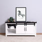 Wooden White Storage TV cabinet with 2 Barn doors 47.2 x 15.35 x 21.65 inch FredCo