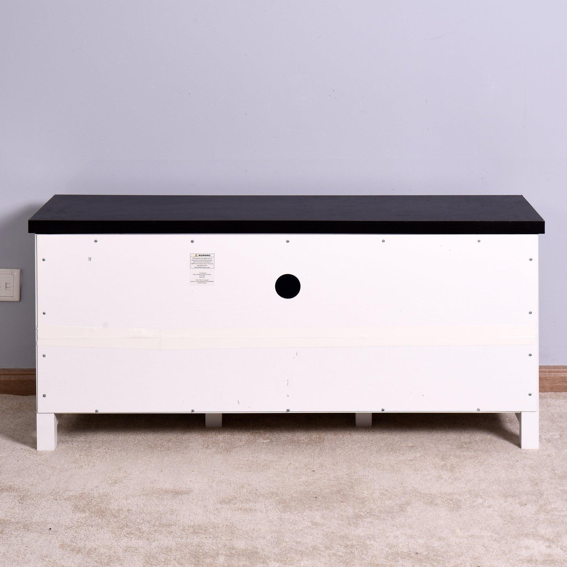 Wooden White Storage TV cabinet with 2 Barn doors 47.2 x 15.35 x 21.65 inch FredCo