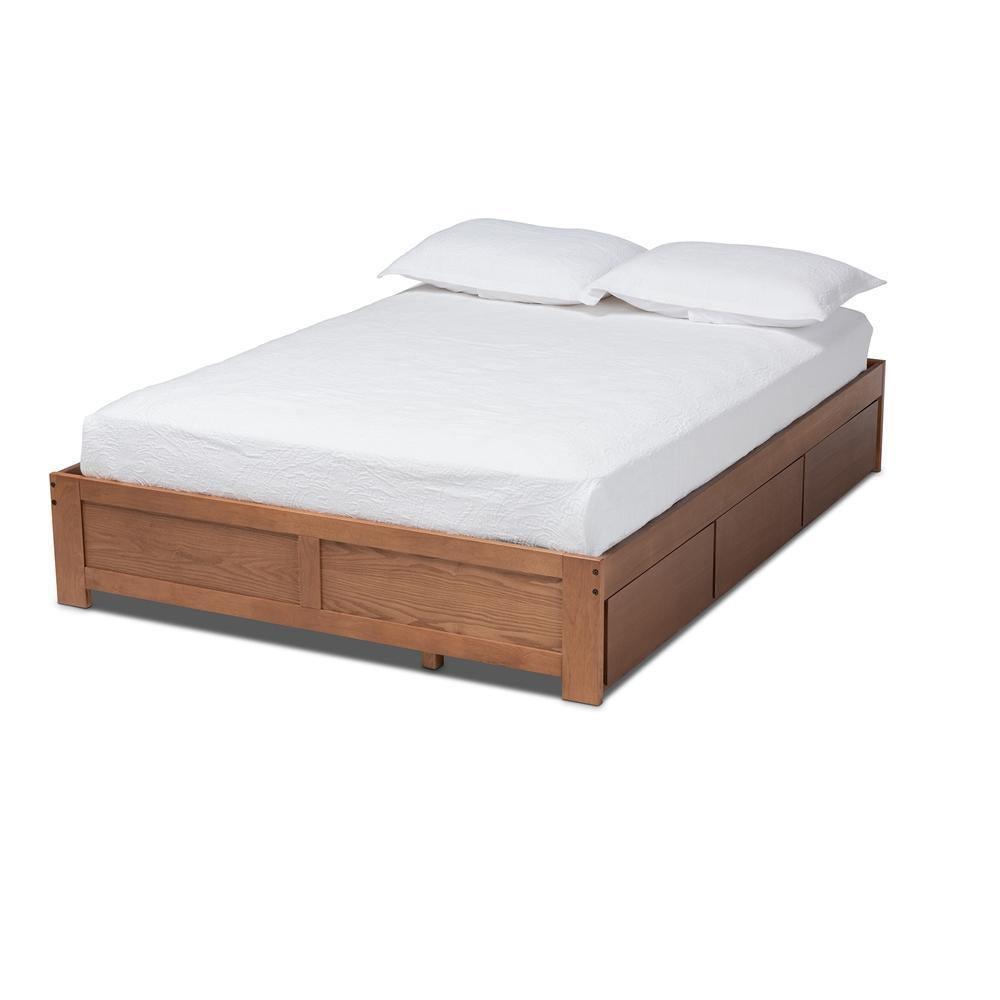 Wren Modern and Contemporary Walnut Finished 3-Drawer Full Size Platform Storage Bed Frame FredCo