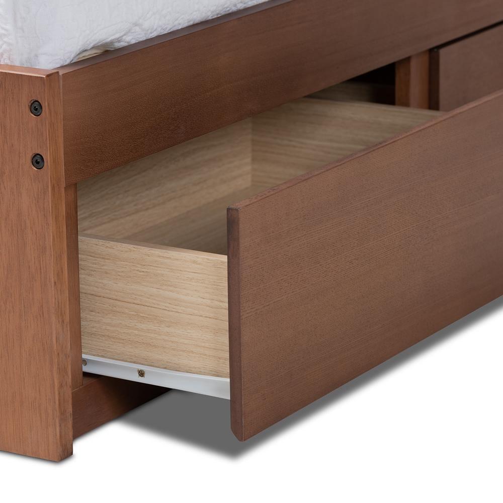 Wren Modern and Contemporary Walnut Finished 3-Drawer Full Size Platform Storage Bed Frame FredCo