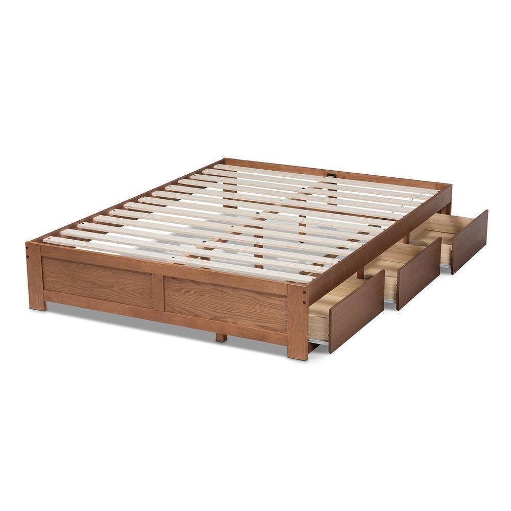 Wren Modern and Contemporary Walnut Finished 3-Drawer Full Size Platform Storage Bed Frame FredCo