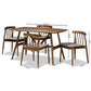 Wyatt Mid-Century Modern Walnut Wood 5-Piece Dining Set FredCo