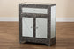 Wycliff Industrial Glam and Luxe Silver Finished Metal and Mirrored Glass 1-Drawer Sideboard Buffet FredCo