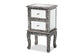 Wycliff Industrial Glam and Luxe Silver Finished Metal and Mirrored Glass 2-Drawer Nightstand FredCo
