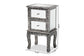 Wycliff Industrial Glam and Luxe Silver Finished Metal and Mirrored Glass 2-Drawer Nightstand FredCo