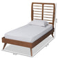 Yana Mid-Century Modern Walnut Brown Finished Wood Twin Size Platform Bed FredCo