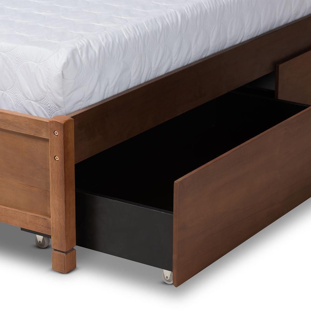 Yara Modern and Contemporary Walnut Brown Finished Wood Full Size 4-Drawer Platform Storage Bed Frame FredCo