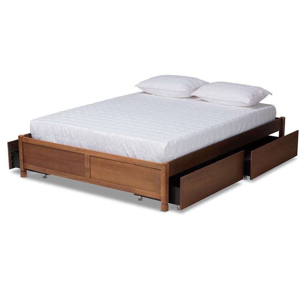 Yara Modern and Contemporary Walnut Brown Finished Wood Full Size 4-Drawer Platform Storage Bed Frame FredCo