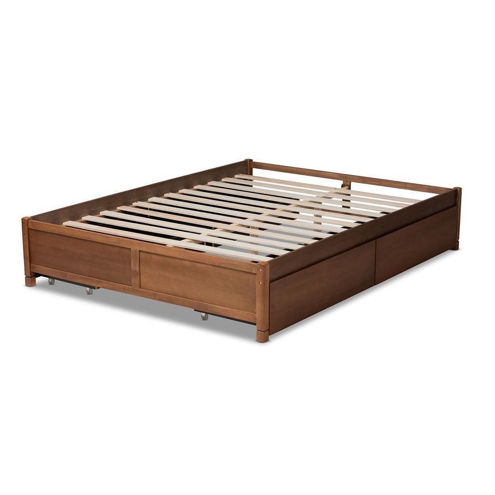 Yara Modern and Contemporary Walnut Brown Finished Wood Queen Size 4-Drawer Platform Storage Bed Frame FredCo