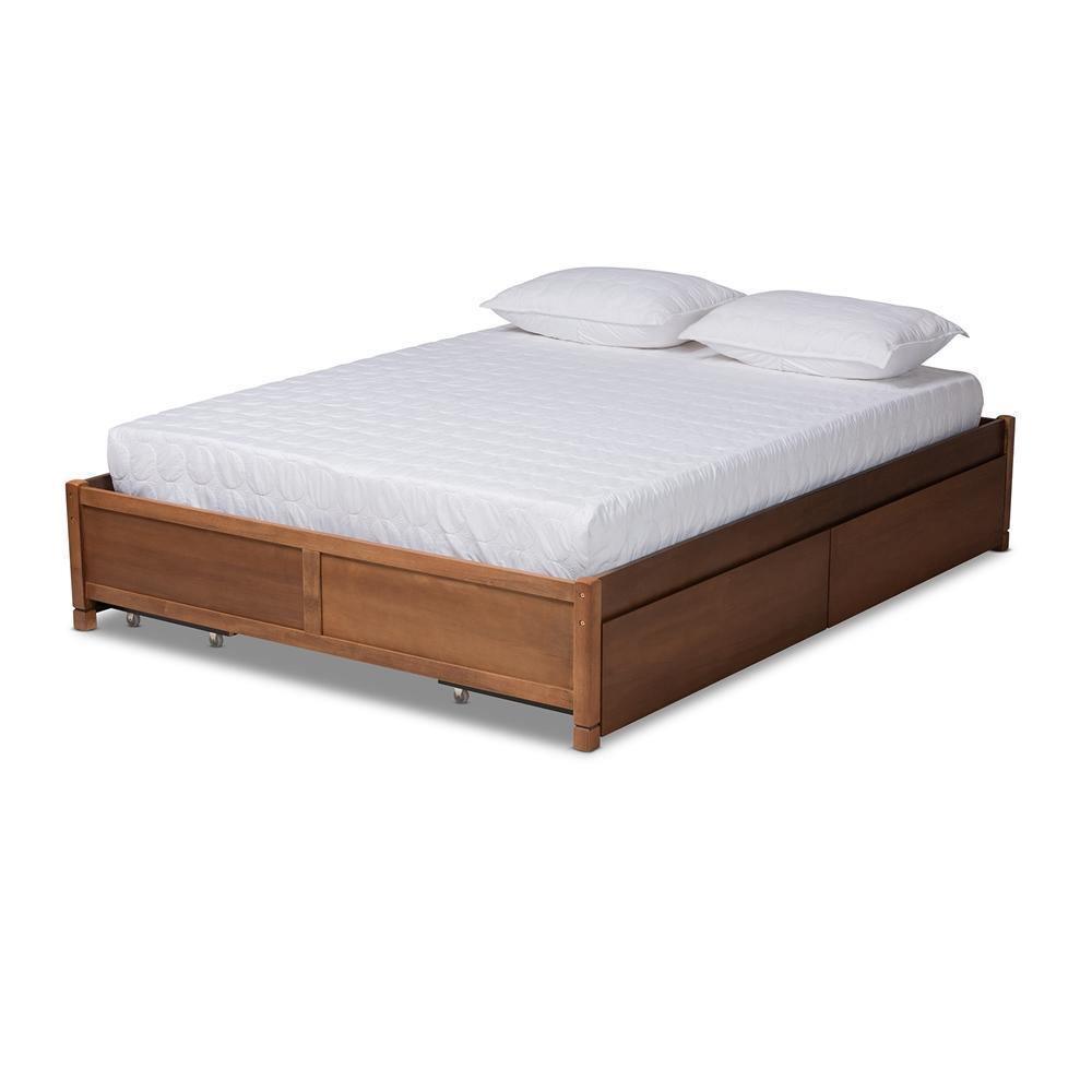 Yara Modern and Contemporary Walnut Brown Finished Wood Queen Size 4-Drawer Platform Storage Bed Frame FredCo