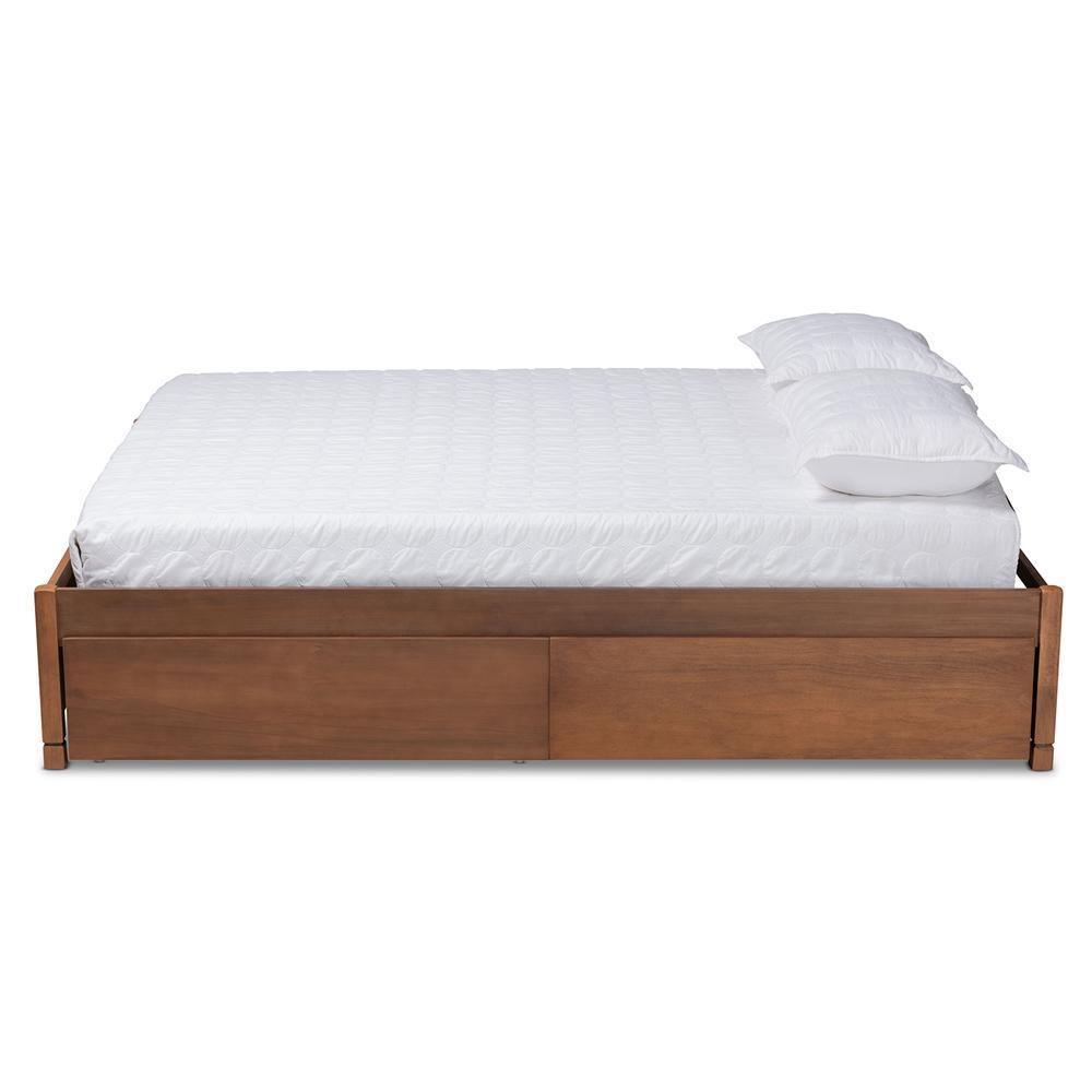 Yara Modern and Contemporary Walnut Brown Finished Wood Queen Size 4-Drawer Platform Storage Bed Frame FredCo