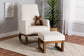 Yashiya Mid-Century Modern Off-White Boucle Upholstered and Walnut Brown Finished Wood 2-Piece Rocking Chair and Ottoman Set FredCo