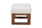 Yashiya Mid-Century Modern Off-White Boucle Upholstered and Walnut Brown Finished Wood Ottoman Footstool FredCo
