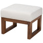 Yashiya Mid-Century Modern Off-White Boucle Upholstered and Walnut Brown Finished Wood Ottoman Footstool FredCo