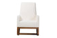 Yashiya Mid-Century Modern Off-White Boucle Upholstered and Walnut Brown Finished Wood Rocking Chair FredCo