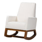 Yashiya Mid-Century Modern Off-White Boucle Upholstered and Walnut Brown Finished Wood Rocking Chair FredCo