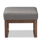 Yashiya Mid-century Retro Modern Grey Fabric Upholstered Ottoman Stool FredCo