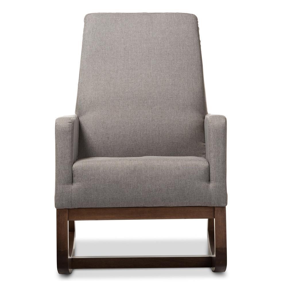 Yashiya Mid-century Retro Modern Grey Fabric Upholstered Rocking Chair FredCo