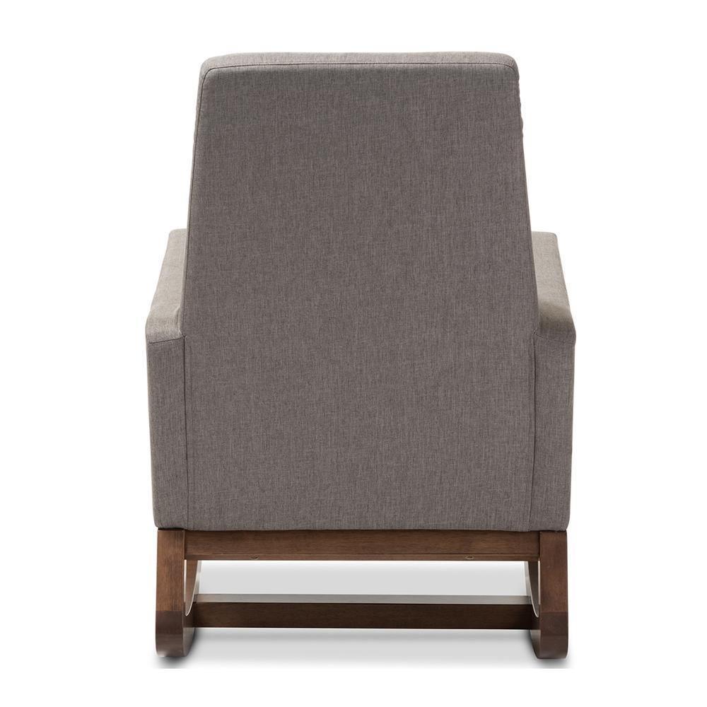 Yashiya Mid-century Retro Modern Grey Fabric Upholstered Rocking Chair FredCo